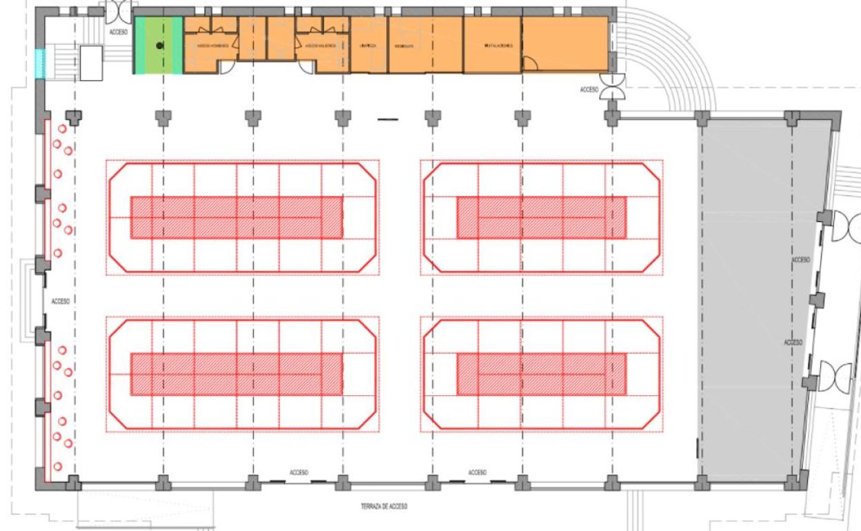 Plano de la nueva distribución que tendrá el Mercado del Conde Luna tras su reahabilitación integral de este año.