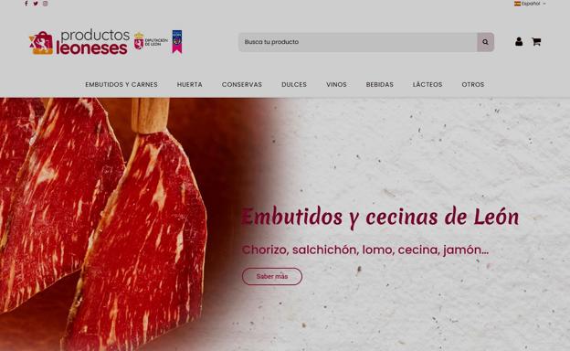 Captura de pantalla de la web de productos de León amparada por la Diputación de León.