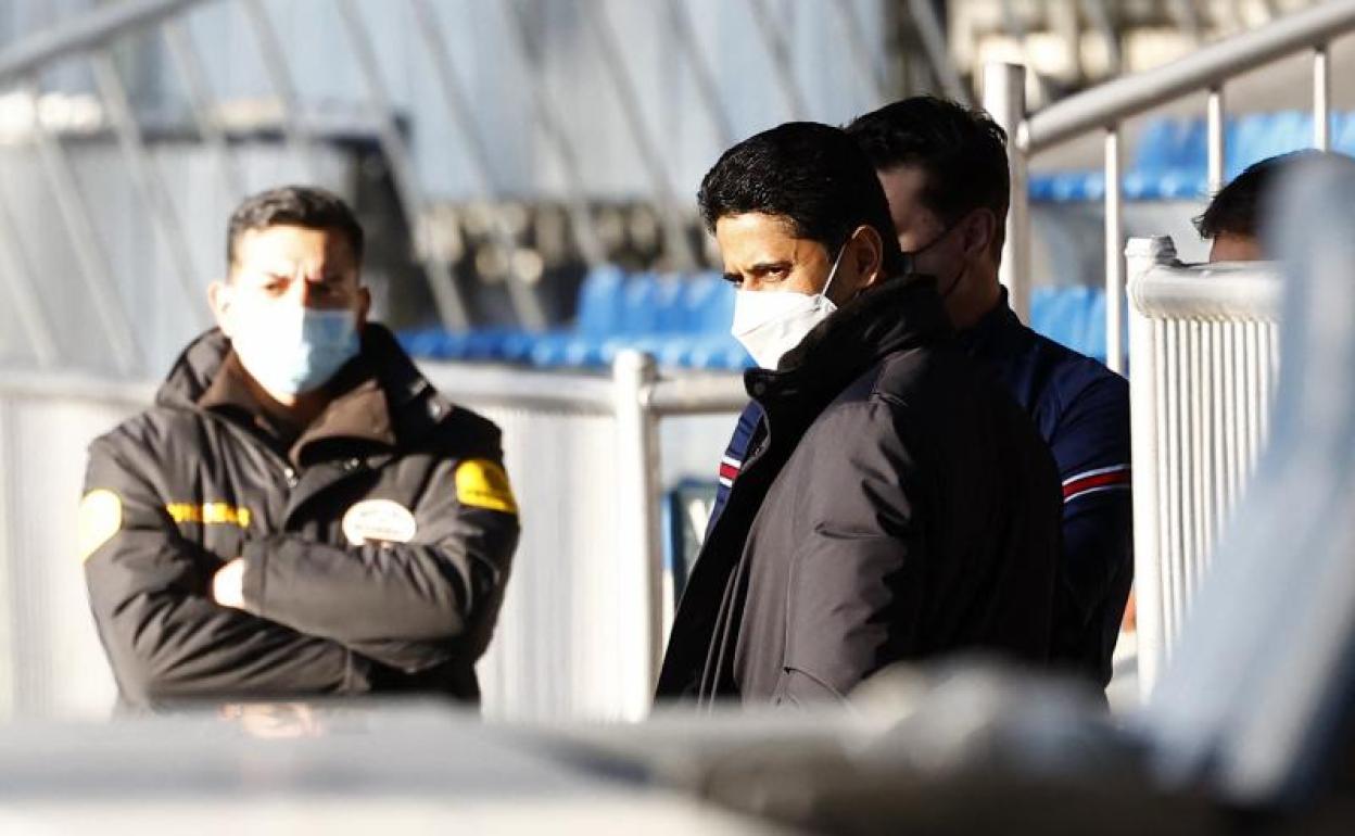 Nasser Al-Khelaïfi, en el Santiago Bernabéu. 