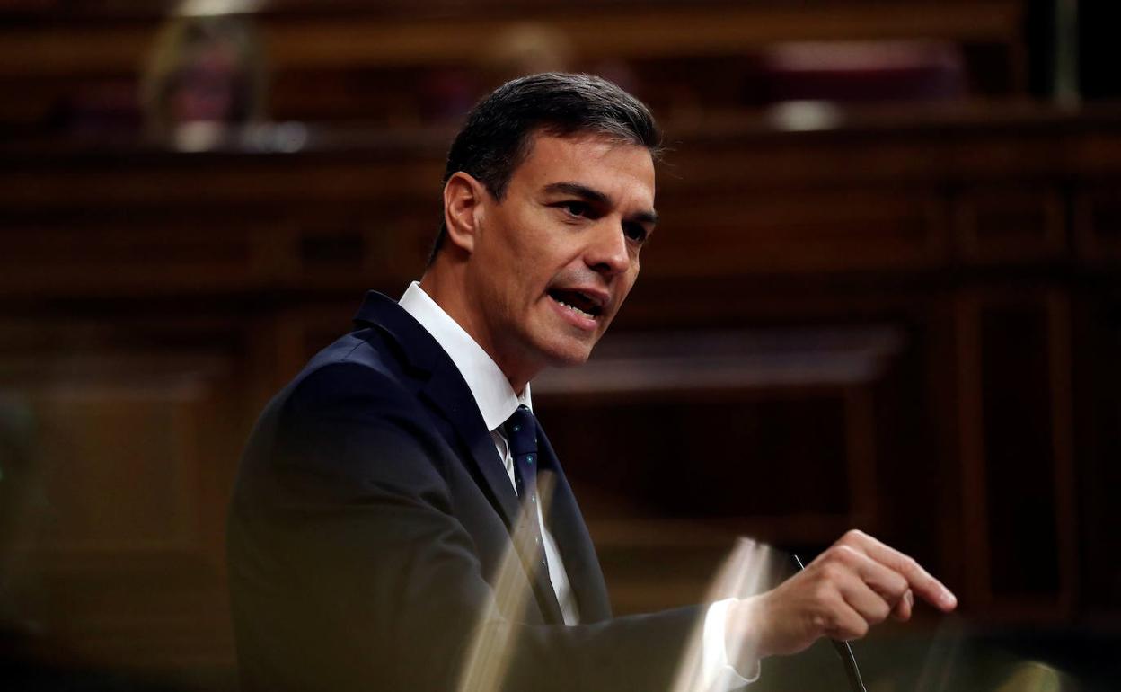 Pedro Sánchez, en la tribuna del Congreso.