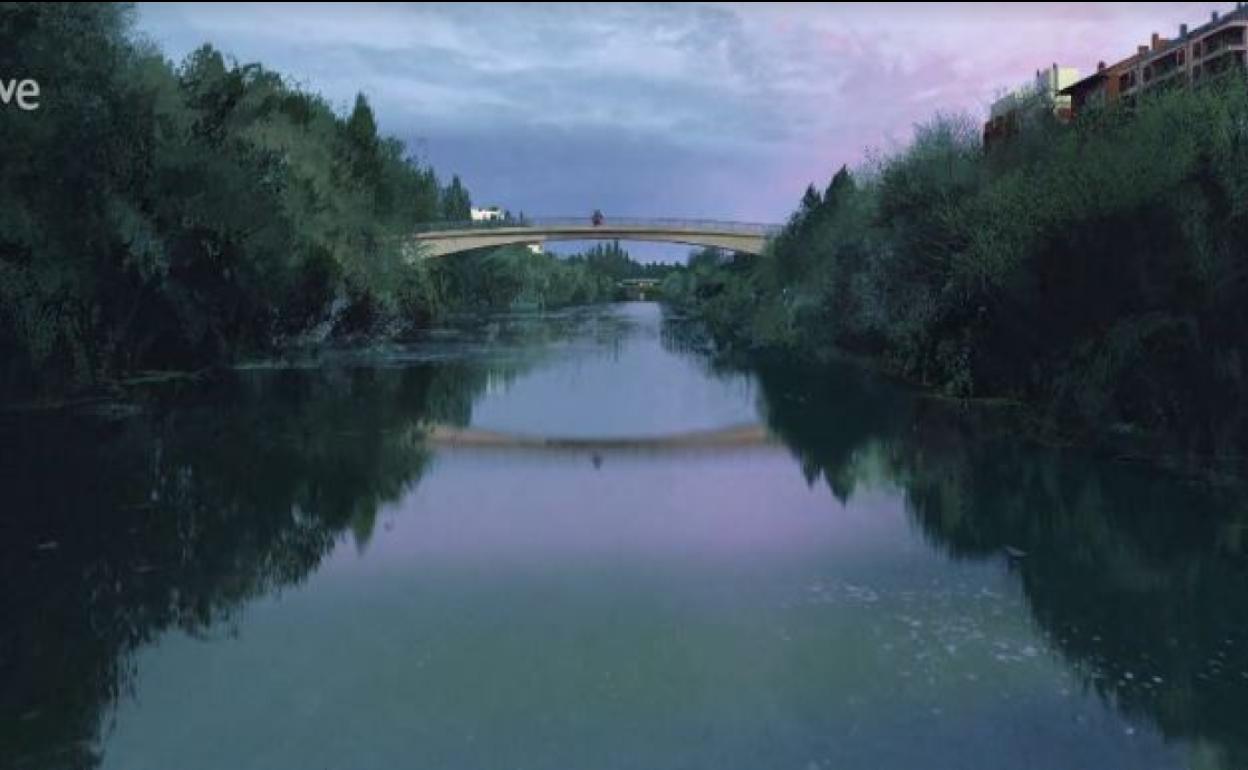 Secuencia en la que aparece la pasarela sobre el Bernesga en 'El limpiaparabrisas'.