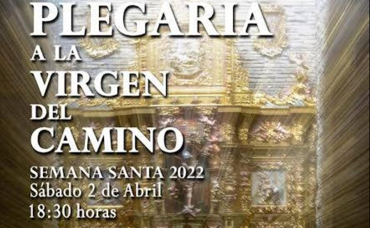 Cartel de la plegaria a la Virgen del Camino.