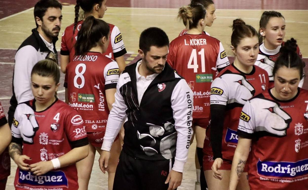 Guillermo Algorri, técnico de las leonesas, en un partido de esta temporada.