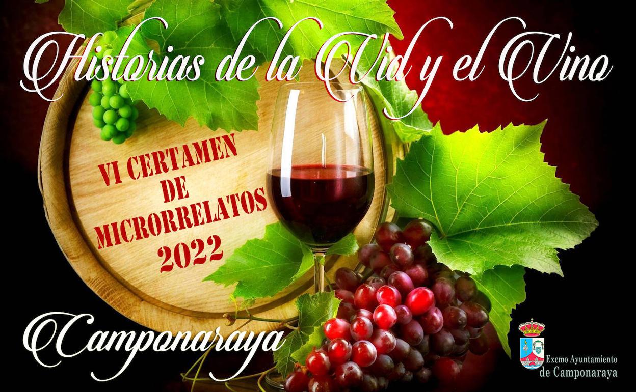 Cartel del VI Certamen de Micorrelatos 'Historias de la Vid y el Vino' de Camponaraya. 