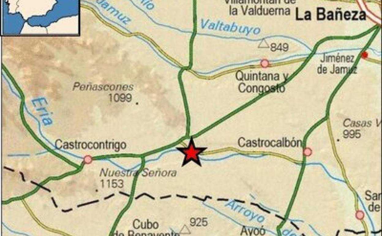 Mapa del terremoto registrado en Castrocontrigo.