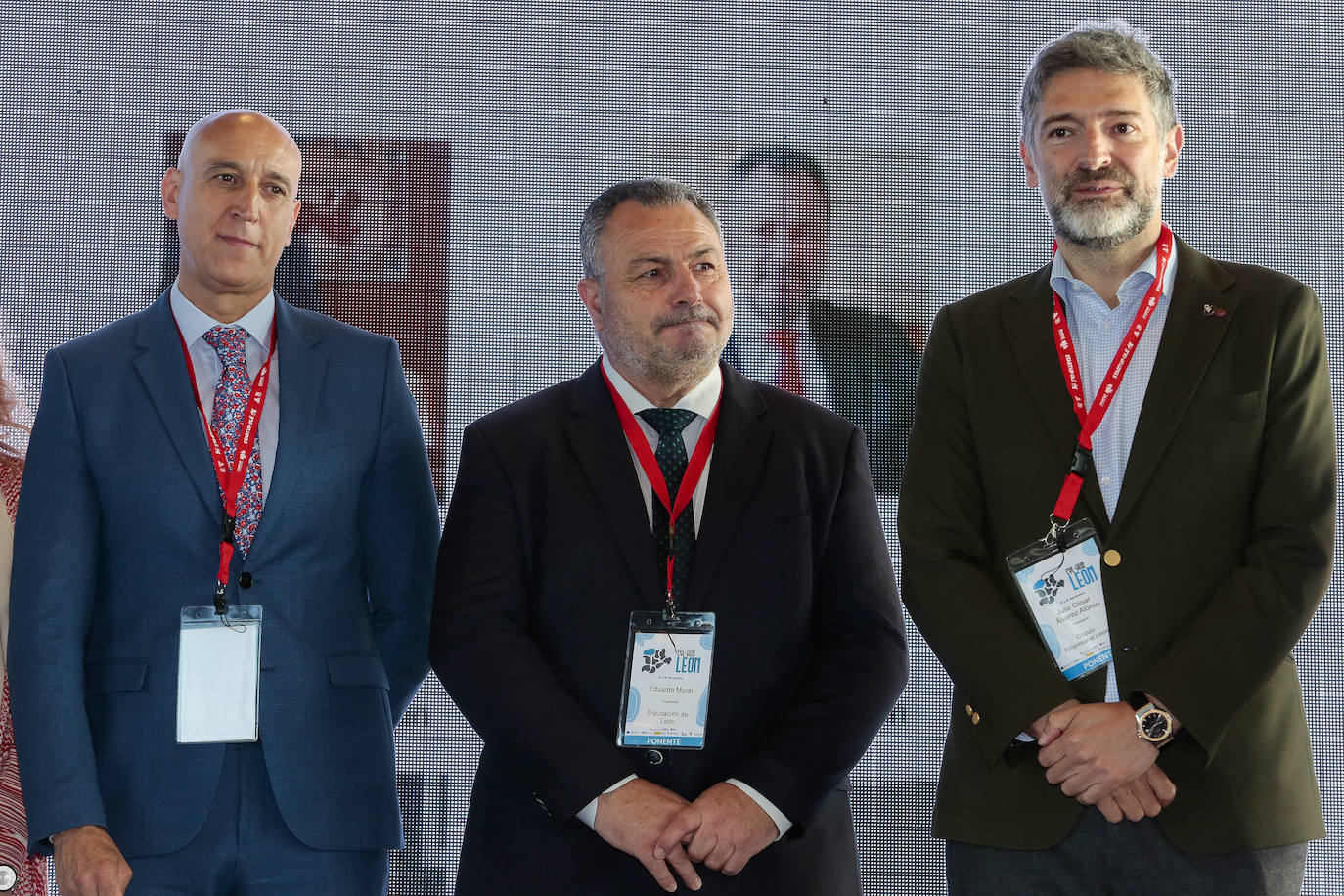 nauguración de la segunda jornada del HUB Internacional de Innovación y Emprendimiento Tecnológico de Castilla y León. En la imagen, el alcalde, José Antonio Diez; el presidente de la Diputación, Eduardo Morán y el presidente del Círculo Empresarial Leonés, Julio César Álvarez.