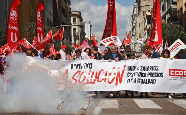 Imagen de la manifestación del Primero de Mayo en León.