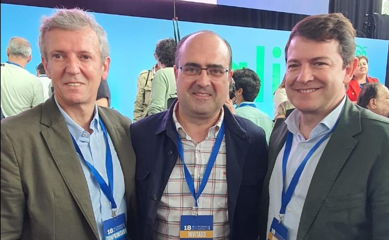 Alfonso Rueda, Marco Morala y Alfonso Fernández Mañueco. 