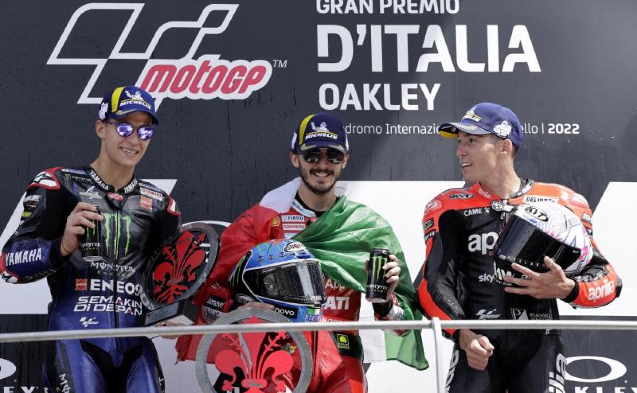 El podio del GP de Italia en el circuito de Mugello.