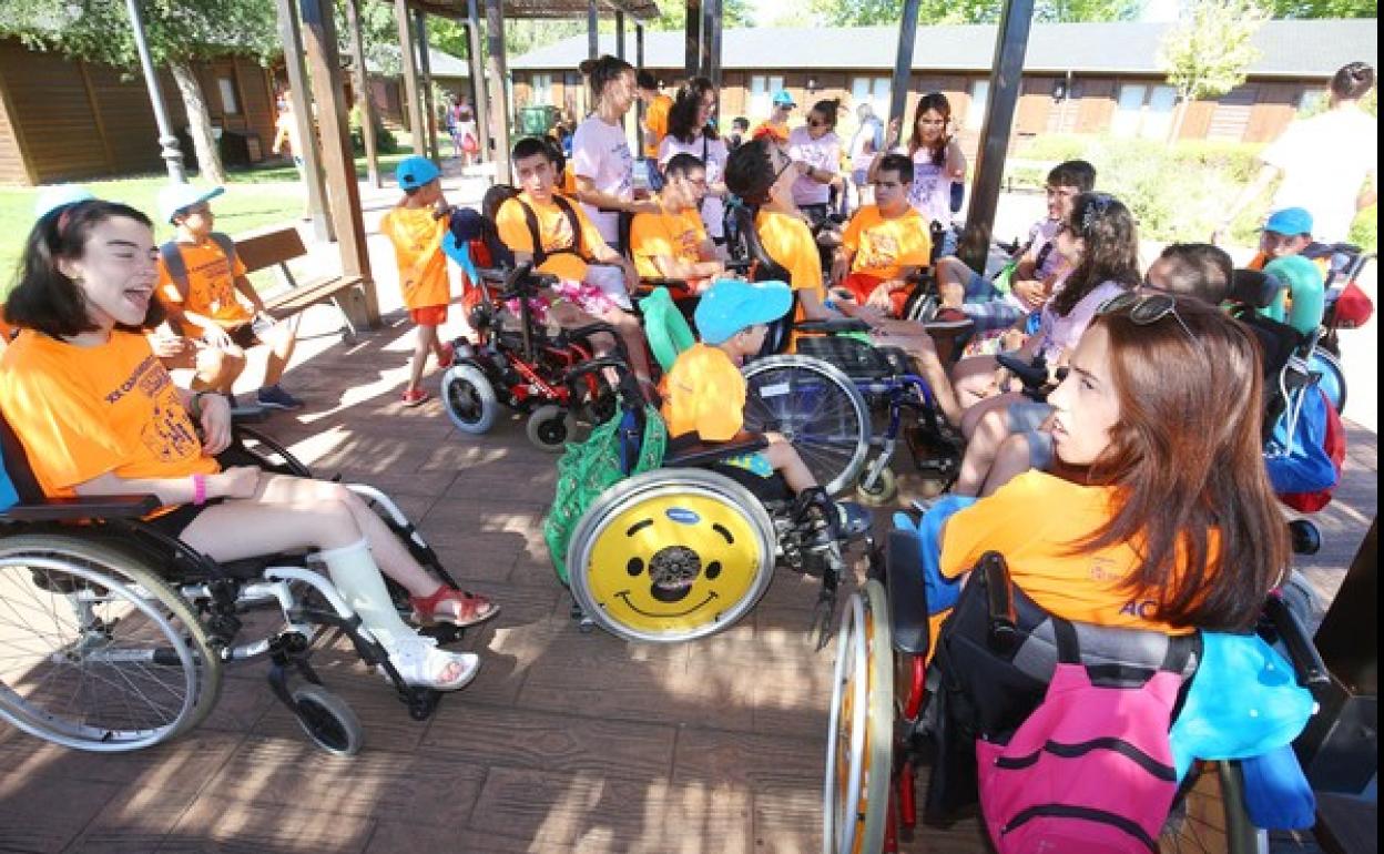 Participantes en el campamento inclusivo de Aspaym en El Bosque de los Sueños de Cubillos del Sil.