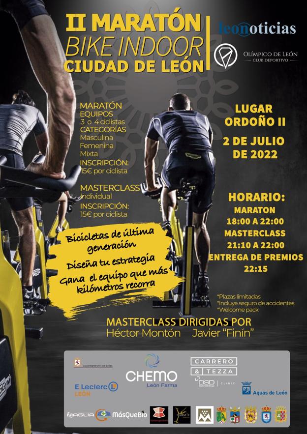 Cartel del II Maratón de Bike Indoor en Ordoño II 