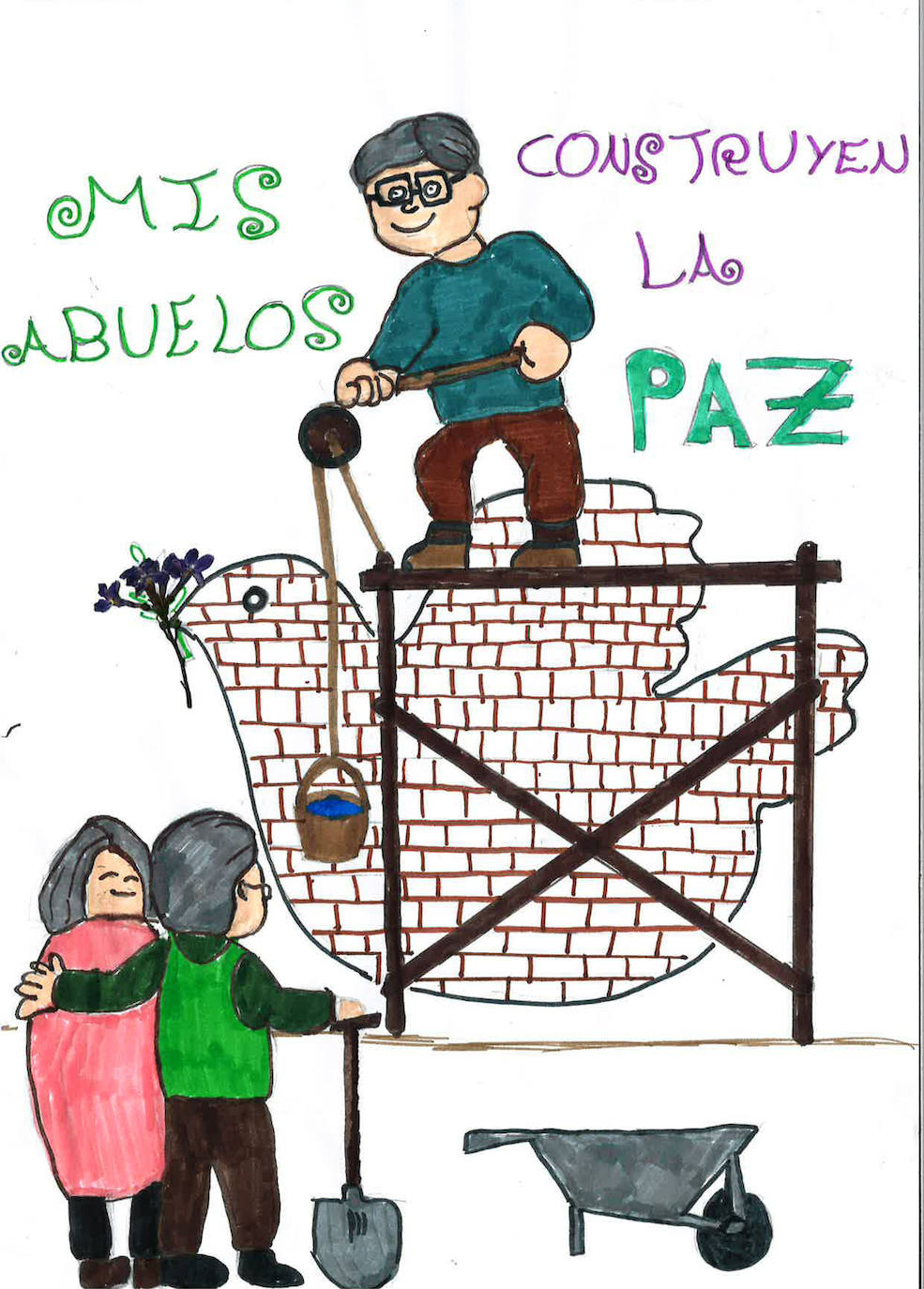 Uno de los 540 dibujos recibidos en esta novena edición del concurso de dibujo «Cosas de Abuelos», organizada desde Tercera Actividad, los centros de atención a personas mayores y/o dependientes que la Fundación Santa María la Real gestiona en Aguilar de Campoo y León.