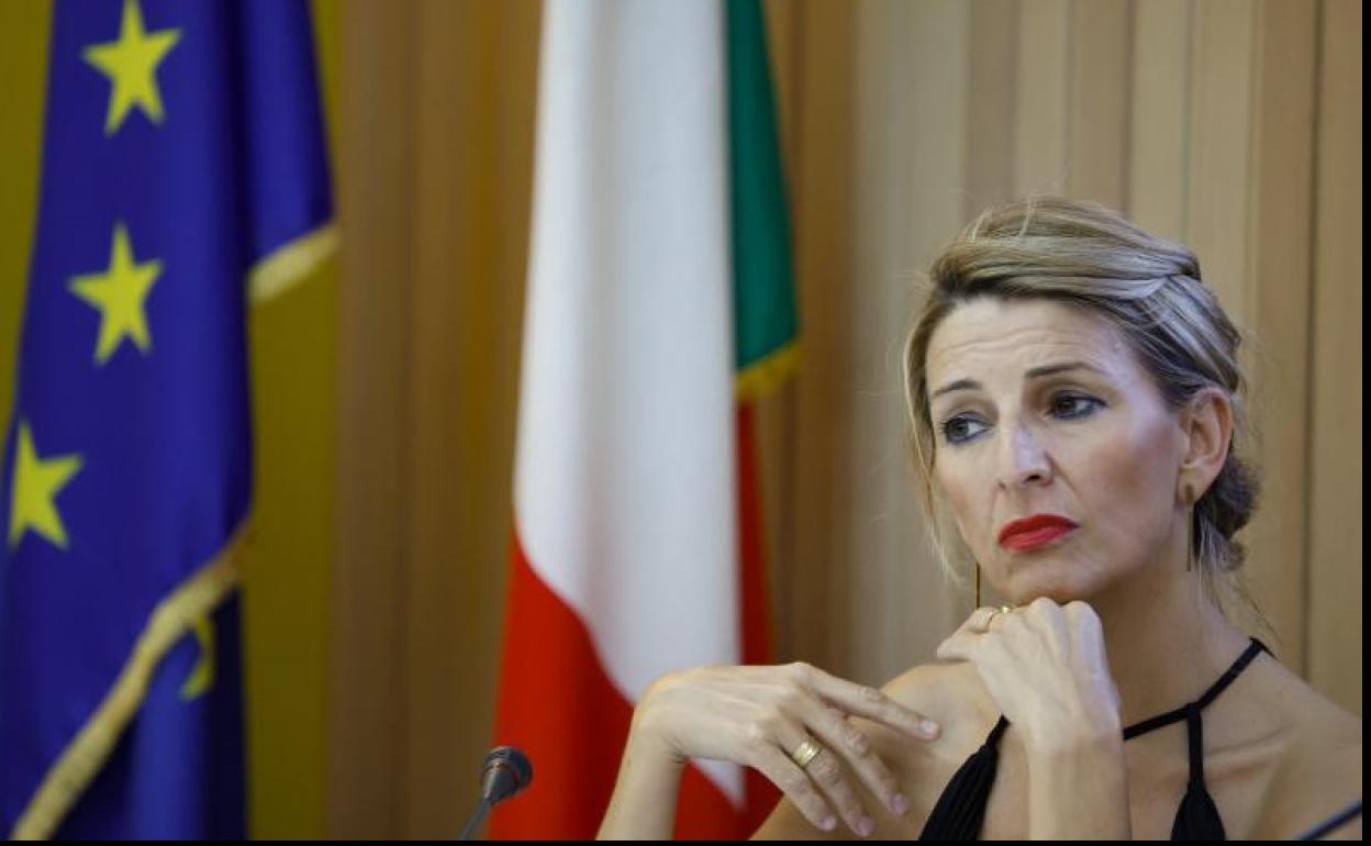 Yolanda Díaz, este miércoles en Roma. 