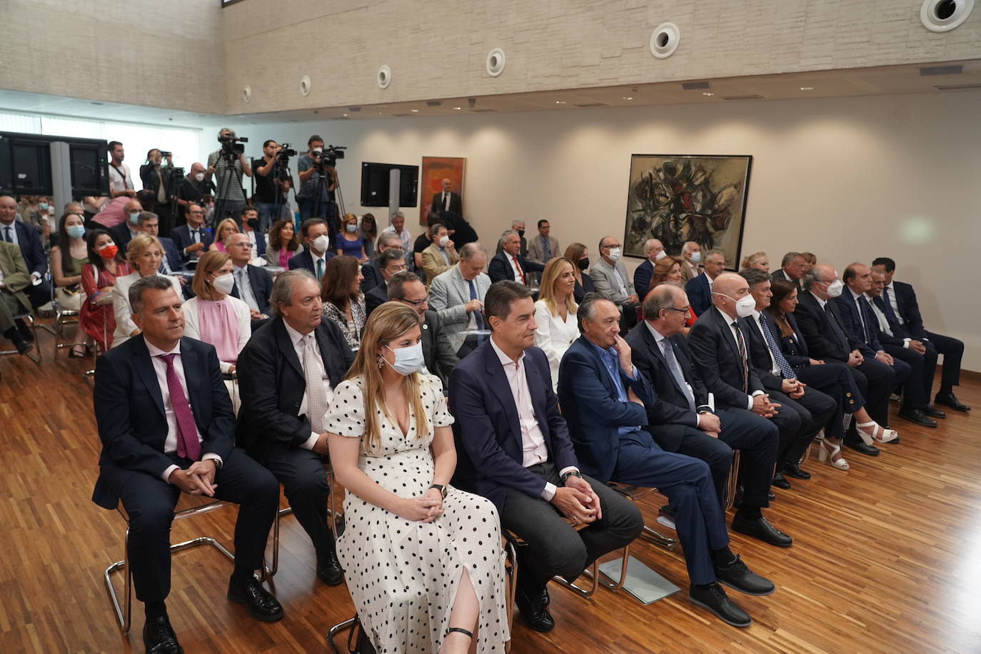 El presidente de ja Junta, Alfonso Fernández Mañueco, el presidente del Consejo de Cuentas, Mario Amilivia, y la presidenta del Tribunal de Cuentas, Enriqueta Chicano Jávega, participan en el XX Aniversario del Consejo de Cuentas de Castilla y León. 