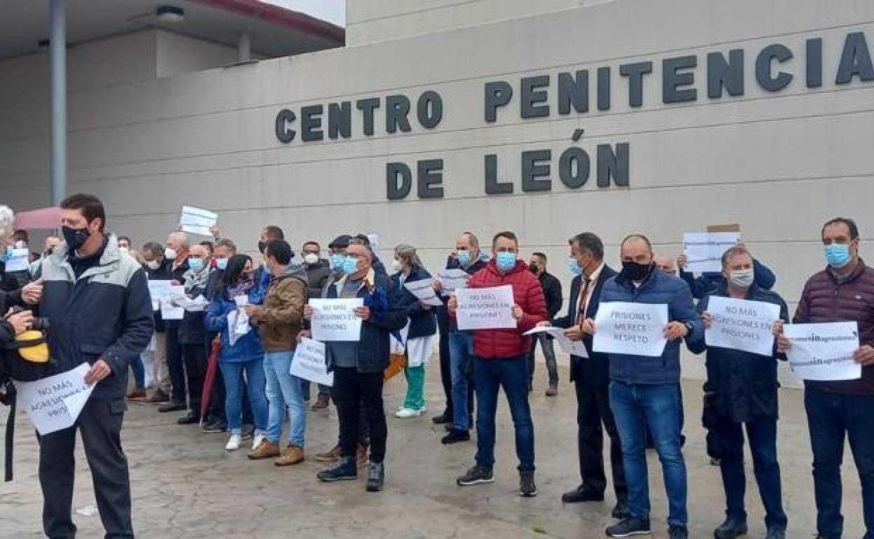 Imagen de archivo de manifestación de funcionarios de prisiones de León. 
