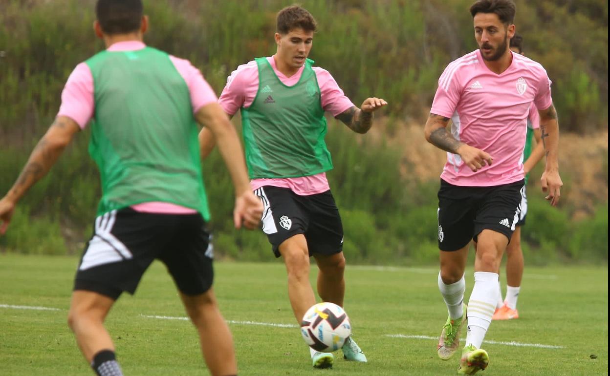 Kaxe y Castellano, en un entrenamiento de la Deportiva.