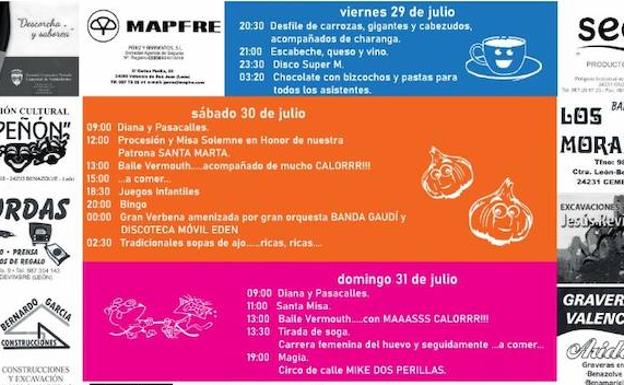 Programación de fiestas de Benazolve. 