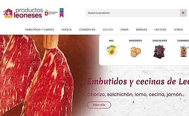 Imagen parcial de la página web de la Diputación de Productos de León. 