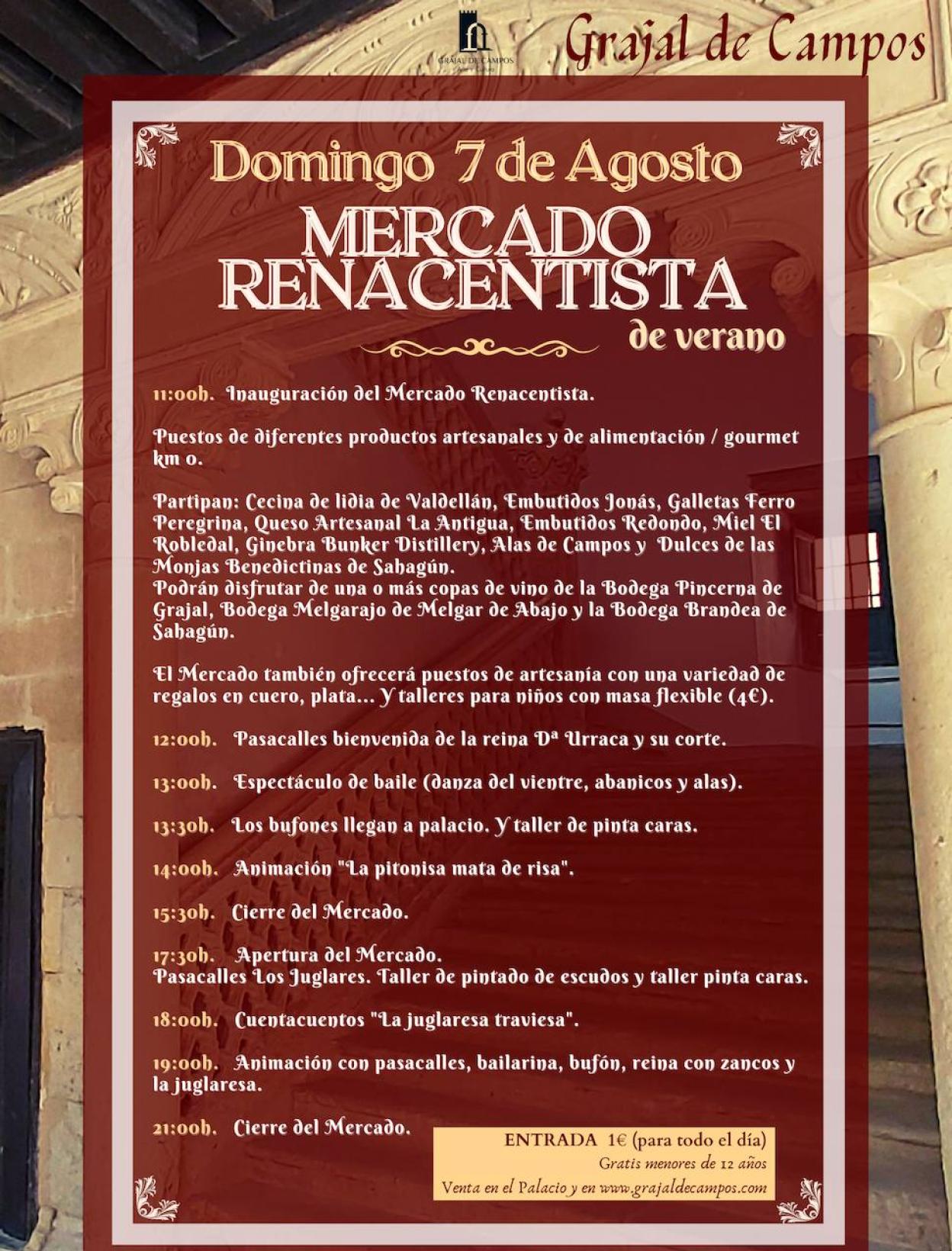 Programa de actividades del Mercado Medieval de Grajal de Campos.