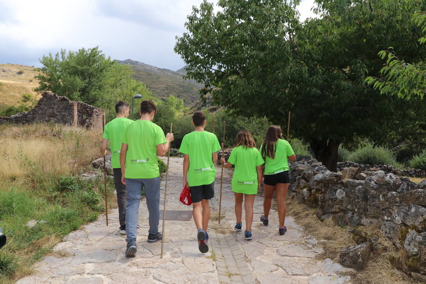 Los cinco niños que participarán en 'Aventura Trashumante' durante esta semana. 