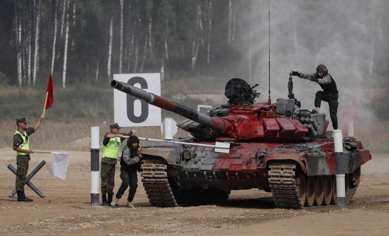 Un tanque participa en una de las pruebas.