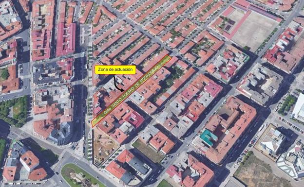Zona de la actuación en la calle Santo Toribio.