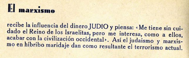 Entre los presos del campo de concentración de San Marcos se repartía un librillo de adoctrinamiento con el manual de 'buenas prácticas'. El libro contenía 'consejos' de obligado cumplimiento. «La masturbación es el suicidio lento y progresivo del individuo que la practica; poco a poco va abriendo su tumba y la de sus descendientes», se puede leer. 