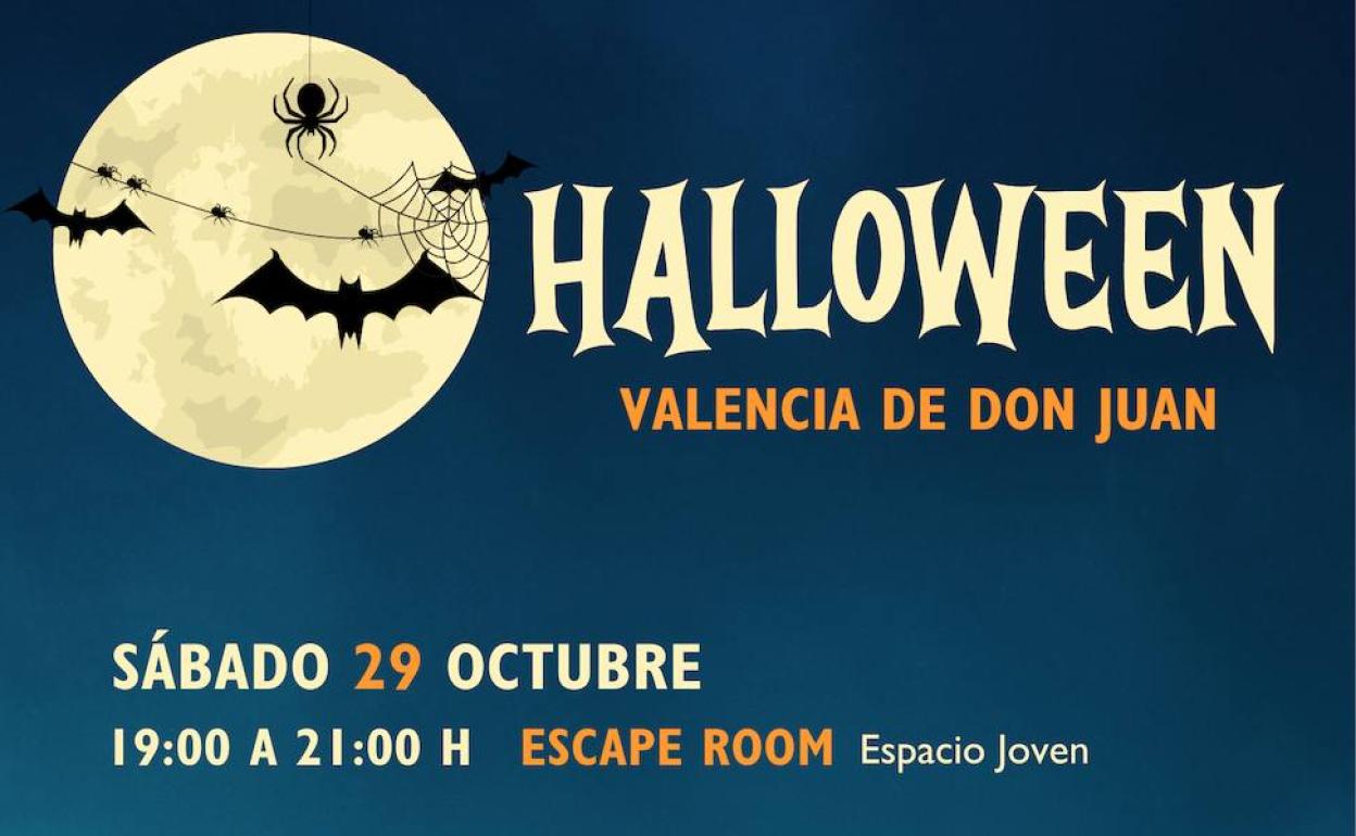 Cartel para presentar las actividades de Halloween en Valencia de Don Juan.