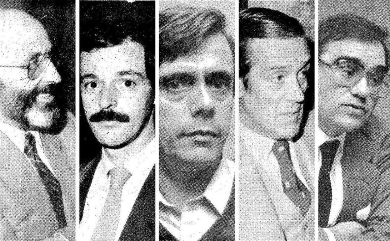 José Álvarez de Paz (PSOE), Ángel Capdevila (PSOE), Conrado Alonso (PSOE), José María Suárez (AP), Santos Cascallana (AP) y Rodolfo Martín Villa (UCD). 