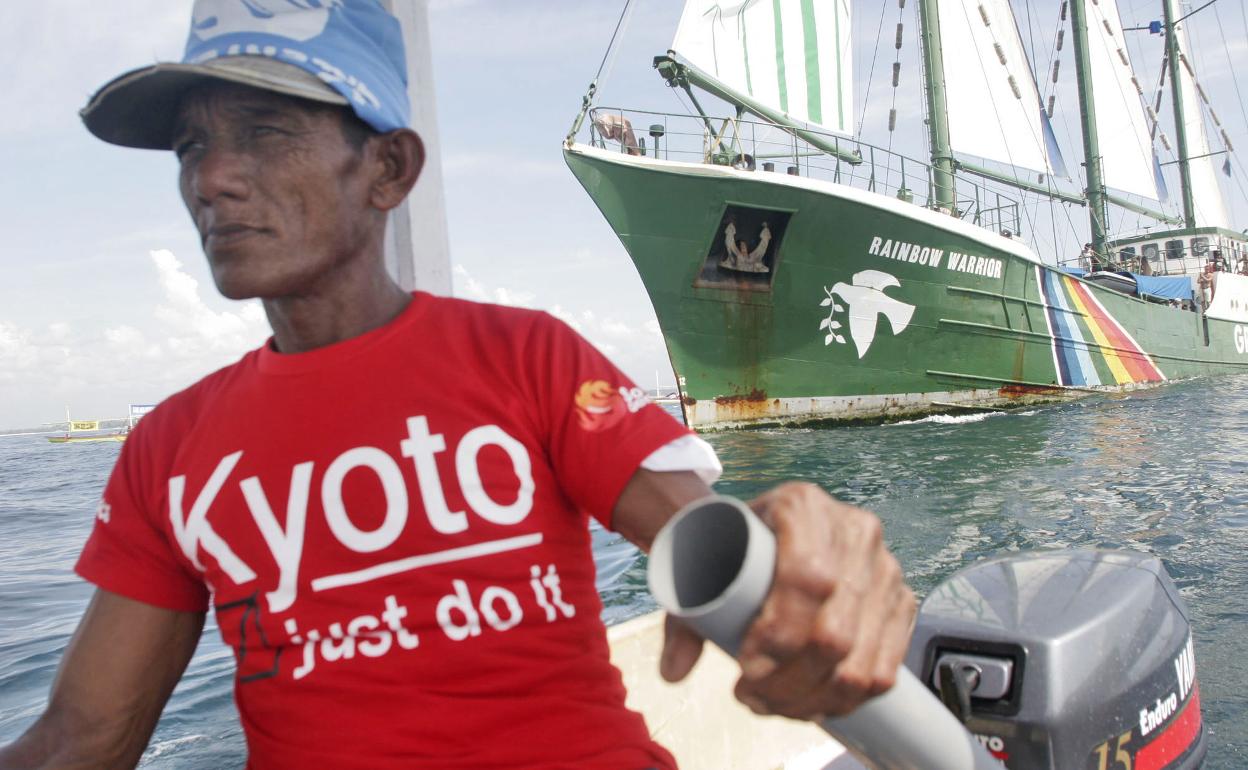 Pescador indonesio en la COP de Bali.