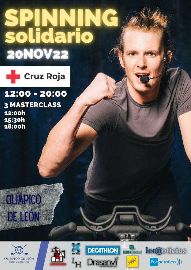 Cartel del maratón de spinning solidario que se celebrará el próximo 20 de noviembre para recaudar fondos para los proyectos de infancia de Cruz Roja.