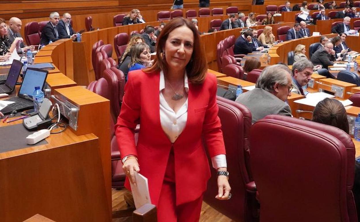 La portavoz socialista de Economía Rosa Rubio en el Pleno de las Cortes de Castilla y León.