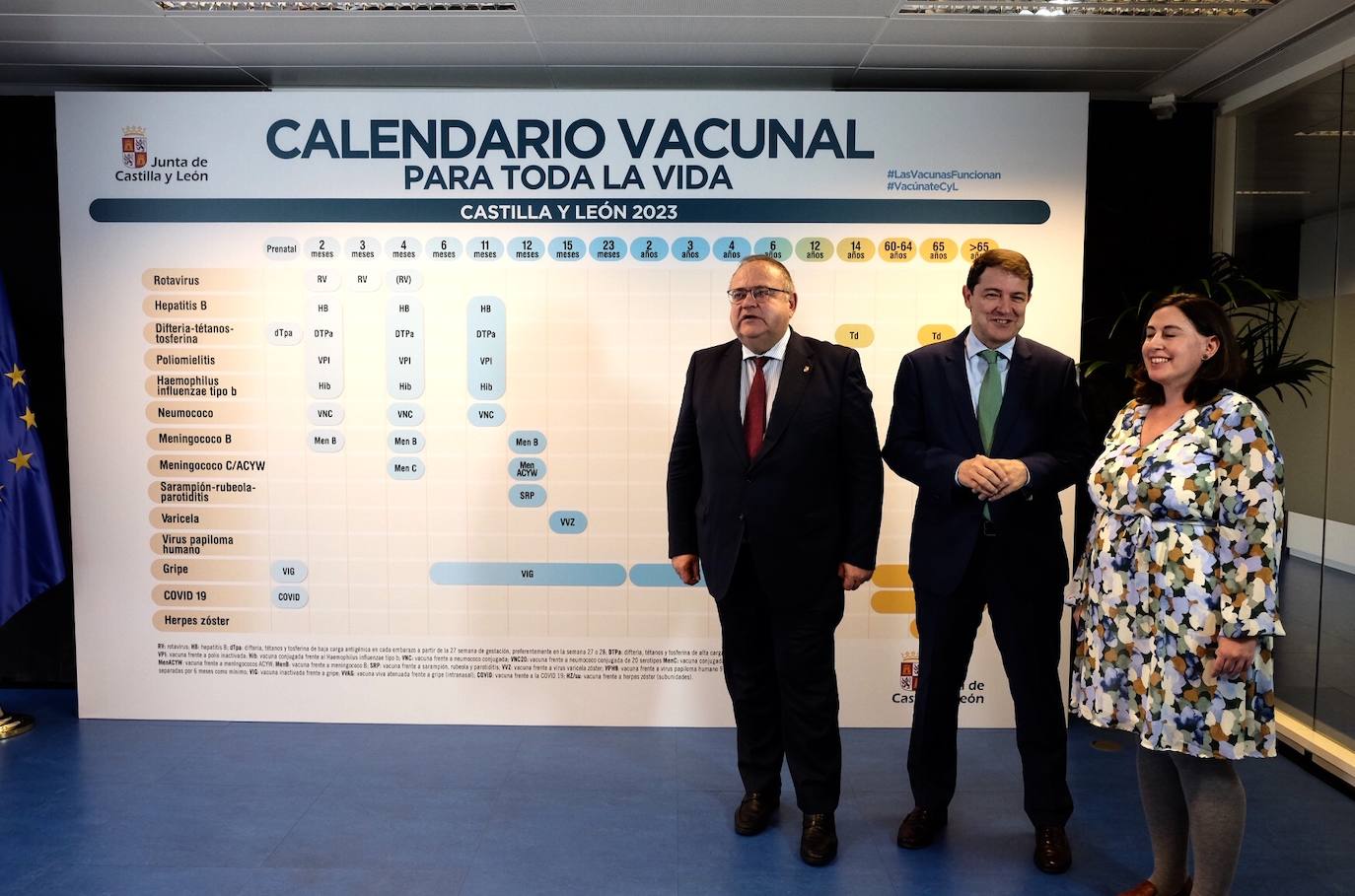 El presidente de la Junta de Castilla y León, Alfonso Fernández Mañueco, presenta el nuevo calendario de vacunación del Sistema Regional de Salud.