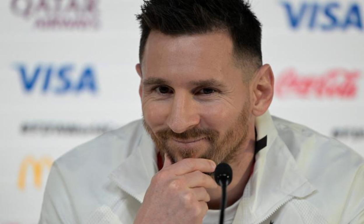 Leo Messi, durante la rueda de prensa en Doha. 