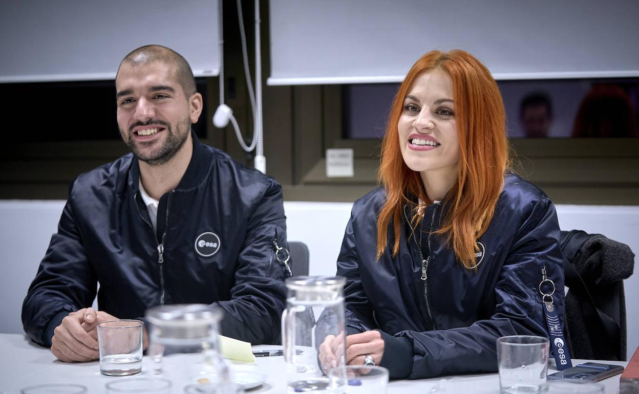 Los astronautas leoneses durante un encuentro en España de estos días.