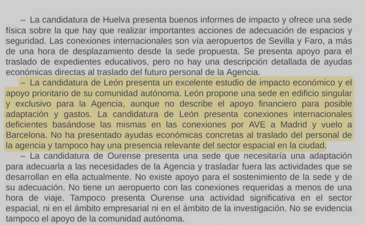 El BOE muestra que la Junta sí apoyó como prioritaria la candidatura de León a la Agencia Espacial Española.