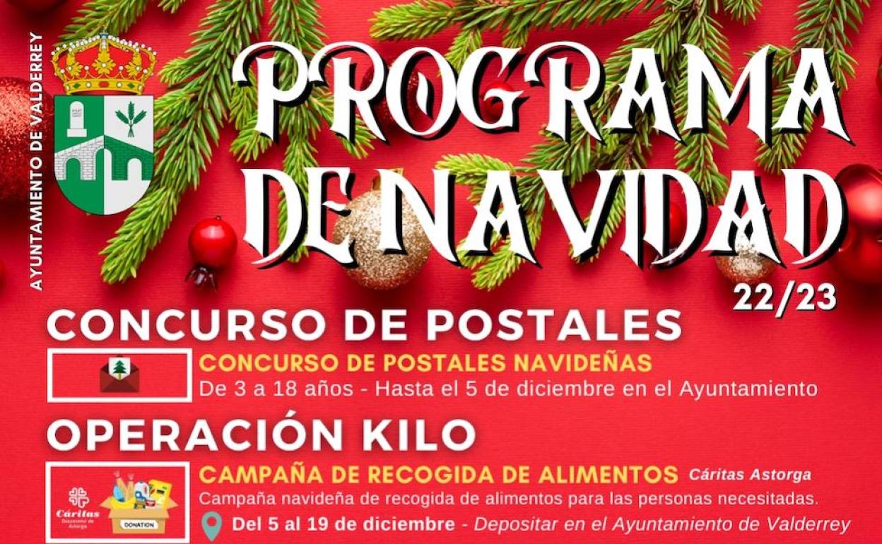 Cartel de la programación de Navidad del Ayuntamiento de Valderrey.