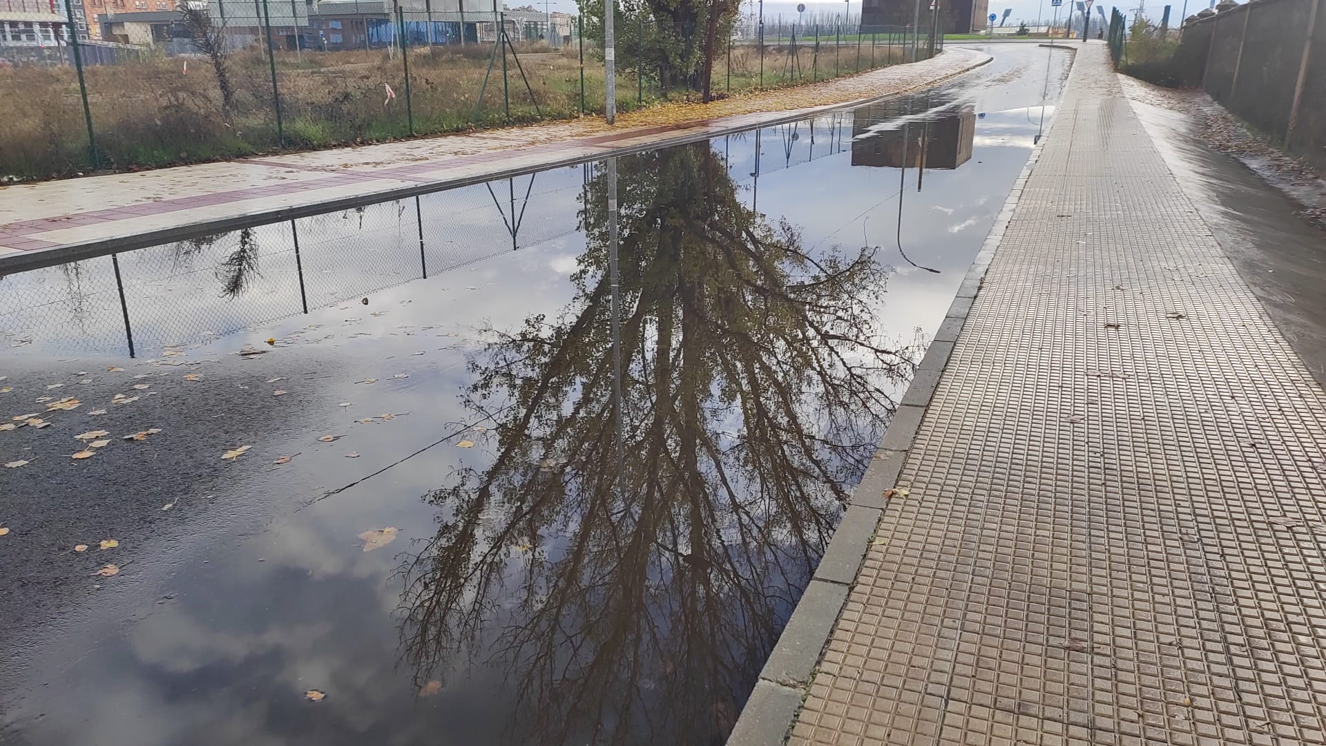 Fotos: Una gran balsa de agua en el acceso a la rotonda del Palacio de Exposiciones