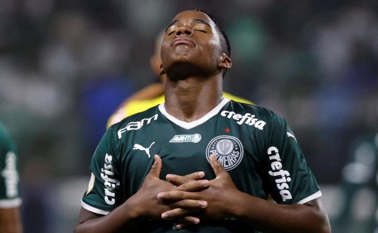 Endrick, con la camiseta del Palmeiras. 