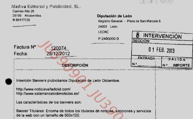 Imagen de uno de los pago que Isabel Carrasco realizó a los diarios 'zombies' de la Púnica. Los pagos se mantuvieron en el tiempo tras su fallecimiento. 