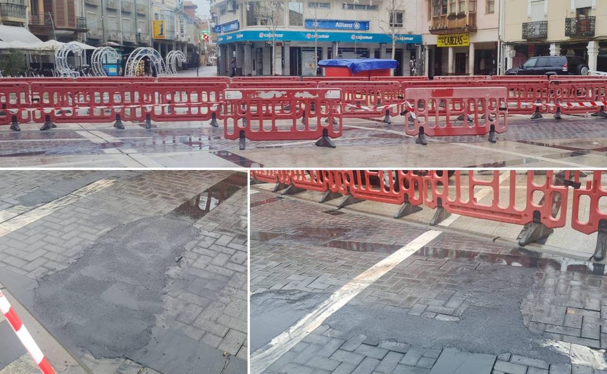 Imagenes cedidas por Ciudadanos de las obras en la Plaza Mayor de La Bañeza.