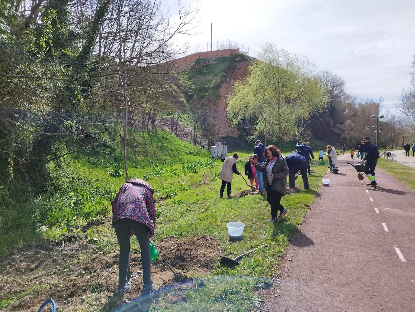 Nuevos árboles en el paseo del río de Valencia de Don Juan