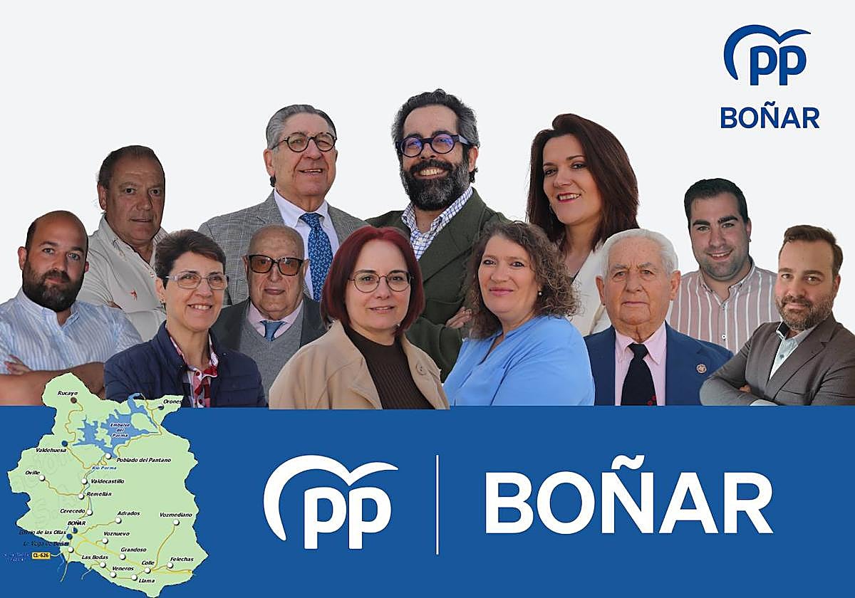 Equipo que presenta el Partido Popular en Boñar.