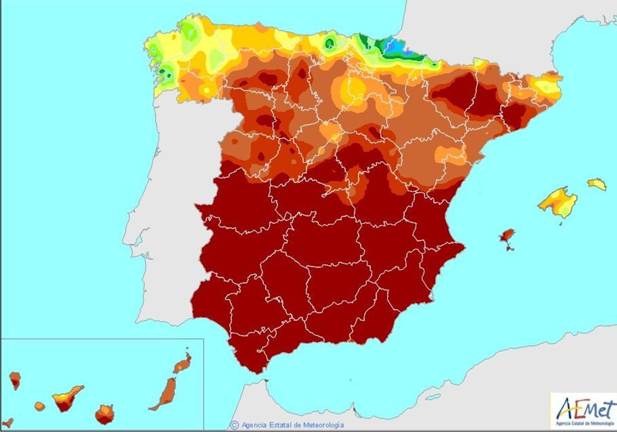 Mapa de precipitaciones durante el mes de abril.