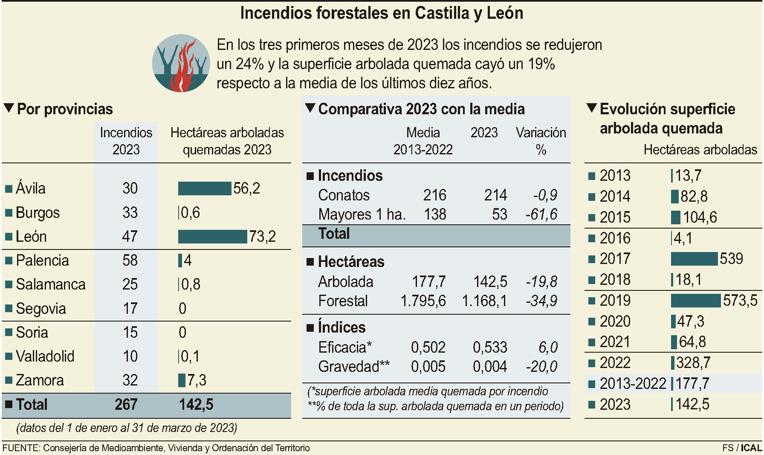 Incendios forestales en Castilla y León.