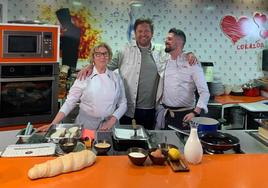 Telvi Serrano, James Martin y Jesús Prieto durante la grabación del programa.