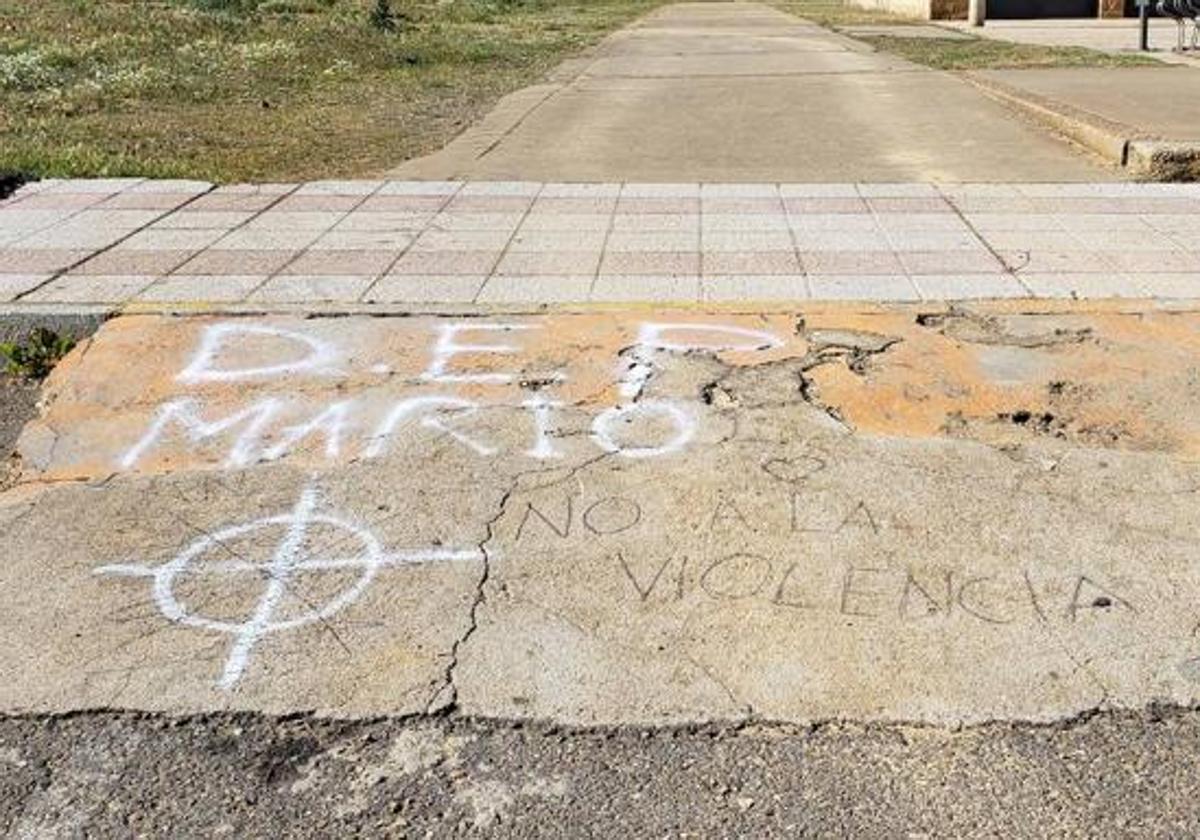 Pintada en el lugar dodne se produjo el cirmen en el polideportivo de La Torre.