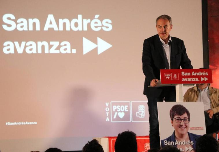 José Luis Rodríguez Zapatero, expresidente del Gobierno, en un acto público en San Andrés para apoyar la candidatura de Camino Cabañas.