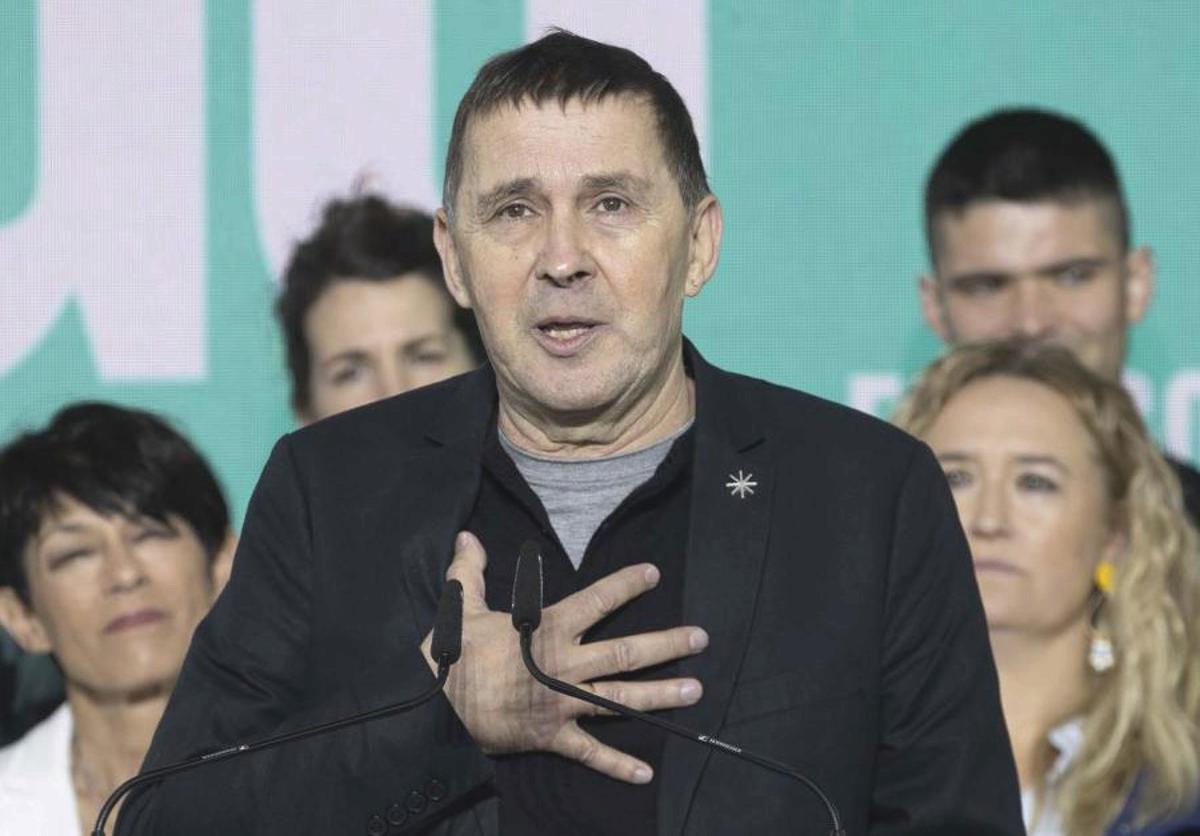 Arnaldo Otegi, coordinador general de EH Bildu, en un acto en Arrasate-Mondragón