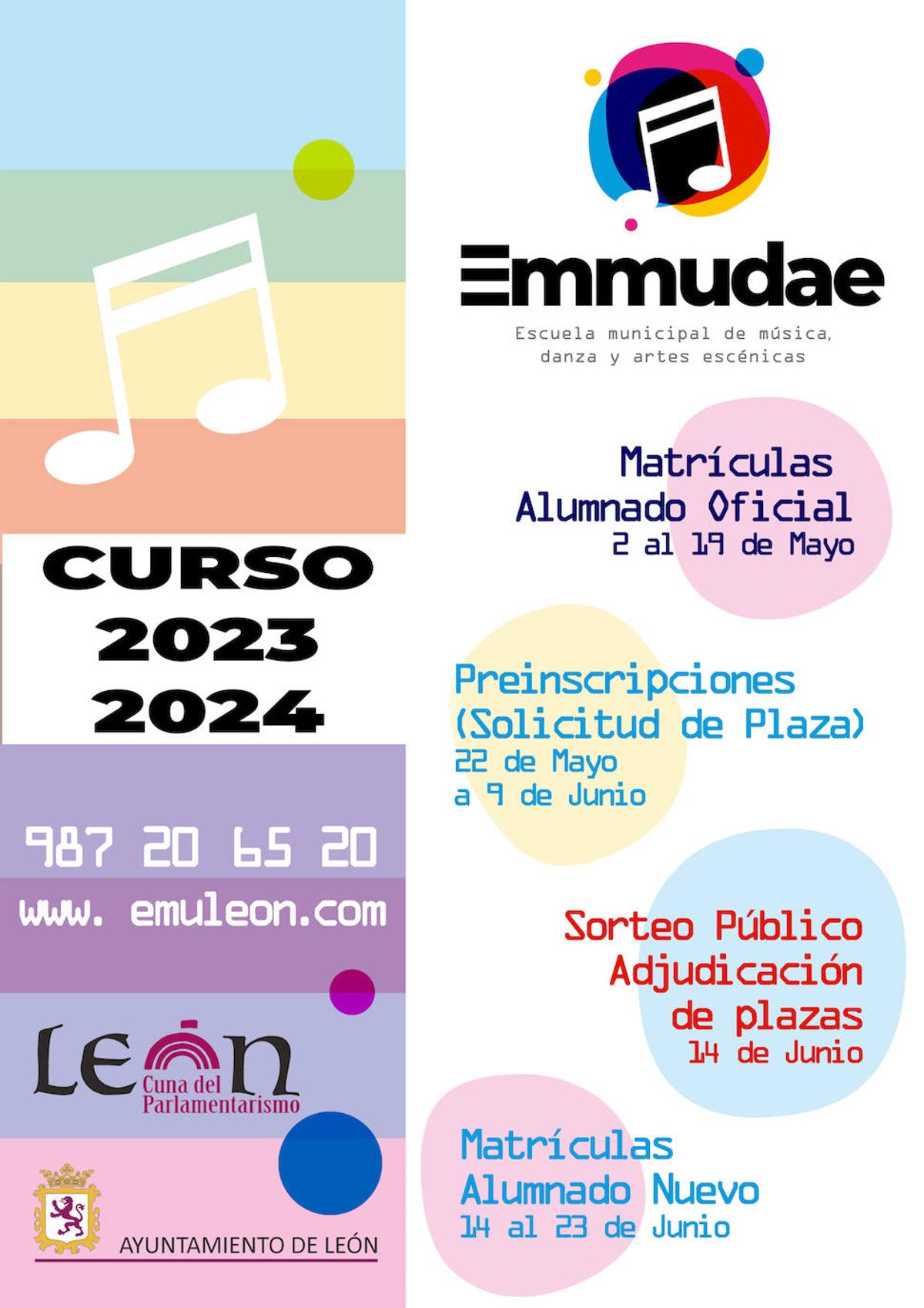 Cartel de la Escuela Municipal de Música, Danza y Artes Escénicas.